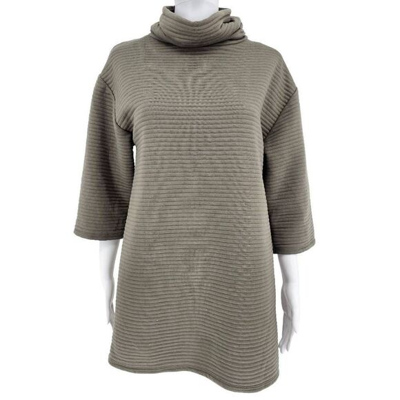 Zara Textured Turtleneck Taupe Sweater Dress S - Picture 1 of 4